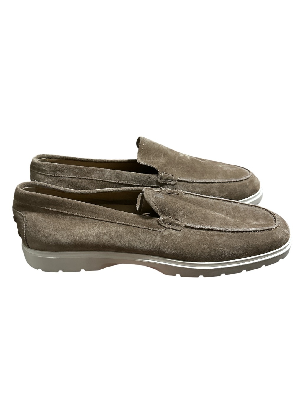 Tod's Taupe Suede Slip-On Loafers Size 10.5
